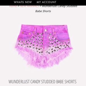 Runawaydreamz babe ombré pink studded shorts denim